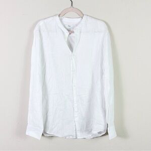 Marks & Spencer M&S 100% Flax Pure Linen White Button Down Shirt size L